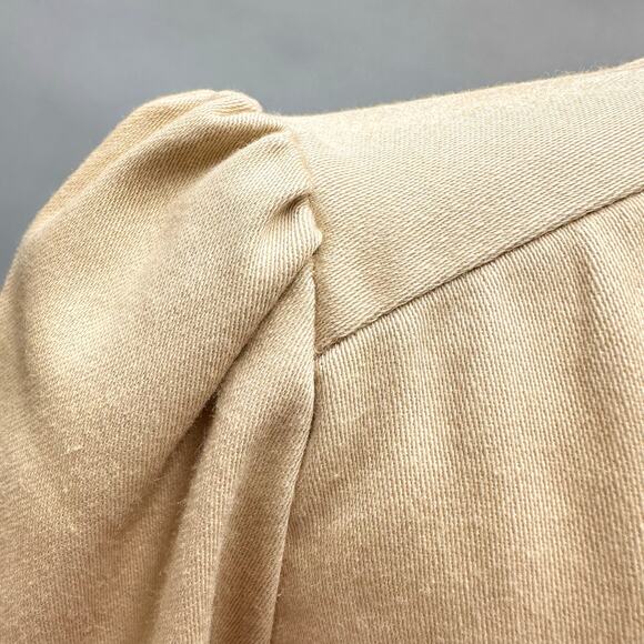 Vintage 70s tan patchwork sleeve twill cropped long sleeve Boxy top Size Small - Picture 11 of 15